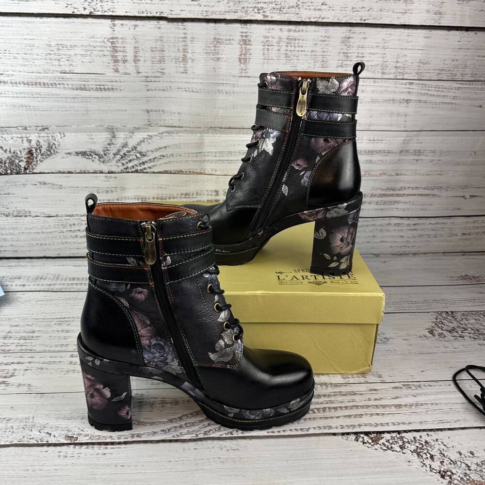 Spring Step L'Artiste Willaria Womens EU 36 US 5.5-6 Ankle Boots Black Multi - Picture 2 of 10